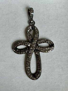 The Woods Sterling Silver with Pave Diamond Cross Pendant